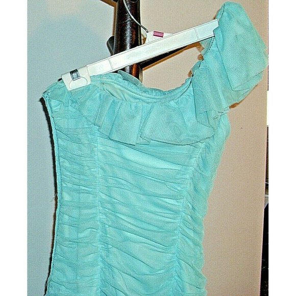 Party Dress by Josh & Jazz Lgt Blue Ruffles One Shoulder Strap Short  Size 3/4 - Picture 7 of 7
